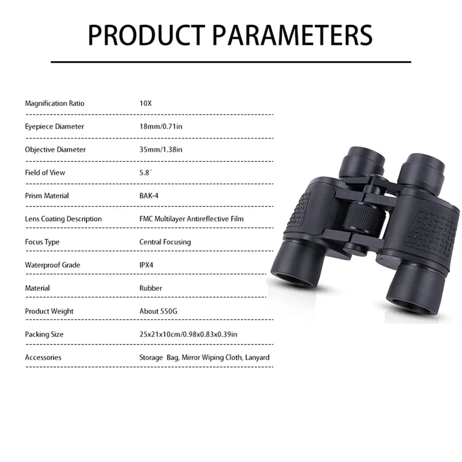 80X80 High Magnification Binoculars – Professional HD Portable Binoculars for Hunting, Outdoor, and Camping Trips