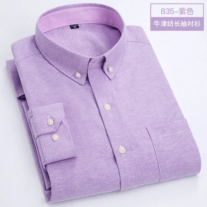 Men's Oxford Long Sleeve Shirt - Soft Comfortable Slim Fit Wrinkle-Resistant Casual Work Shirt for All Seasons