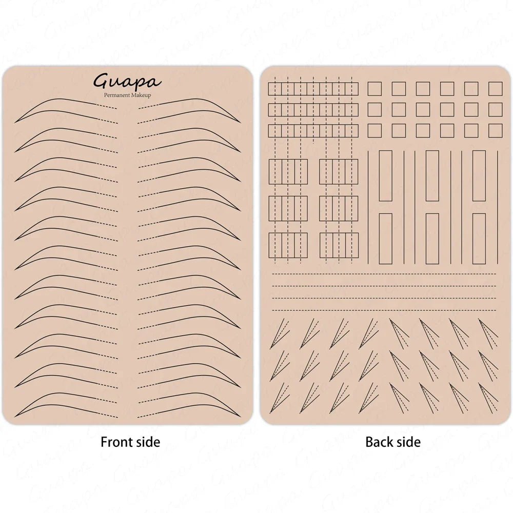 Silicone Practice Skin for Permanent Makeup — Double-Sided Latex Sheet with Brows Design for Hair Stroke Training