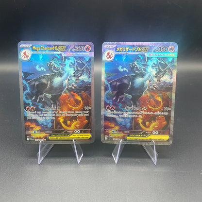 DIY PTCG Mega Charizard X Card - Japanese & English Version Refractive Color Flash Game Collection Trading Card