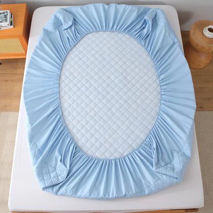Quilted Waterproof Fitted Sheet - Machine Washable Mattress Protector for Single & Double Beds