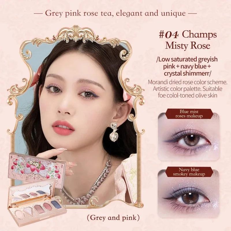 Flower Knows Moonlight Mermaid Eyeshadow Palette – 5-Color Matte, Shimmer & Glitter Waterproof Eye Shadow