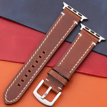 Genuine Leather Apple Watch Strap – Compatible with Series 7, 6, 5, 4, SE (40mm–49mm) for Men & Women