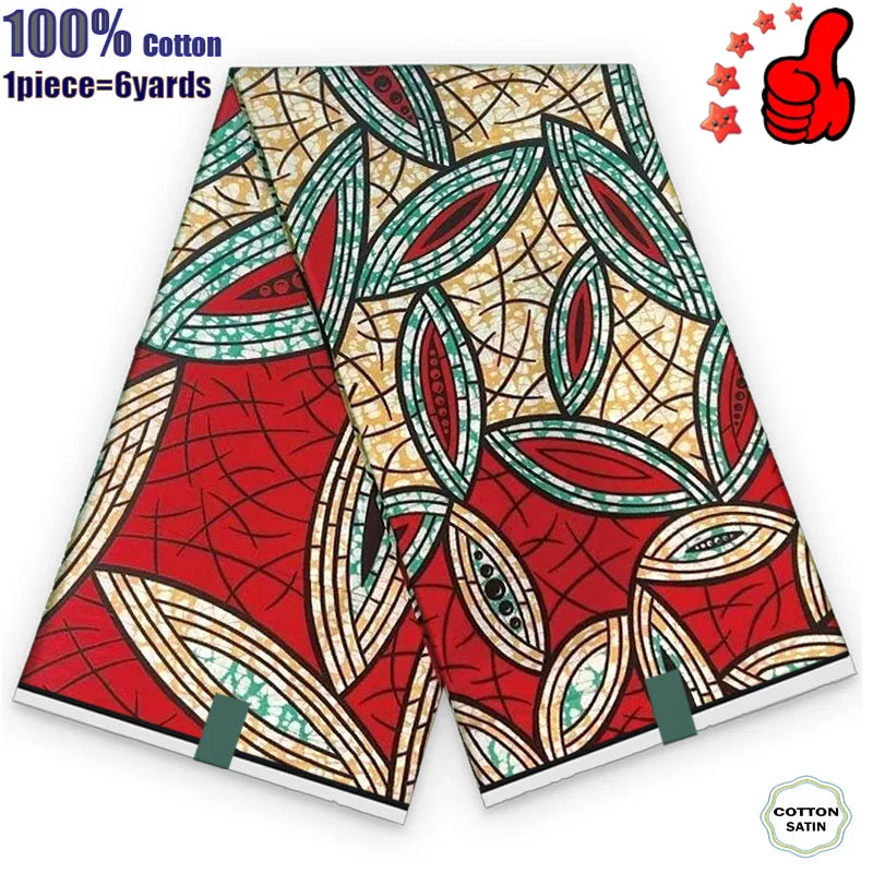 African Real Wax Print Fabric - 100% Cotton Ghana Nigeria Style Ankara Batik Sewing Material