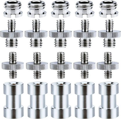 1/4" to 3/8" Female Screw Adapter – Metal Spigot Stud Male Converter for Flash, Light, Tripod & Photo Studio Accessories