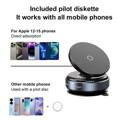 Magnetic Suction Phone Mount - 360° Adjustable Foldable Car Holder with Vacuum Adsorption Bracket for Universal Smartphones