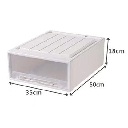 Wardrobe Storage Box – High-Capacity Transparent Stackable Drawer Container for Household Organization