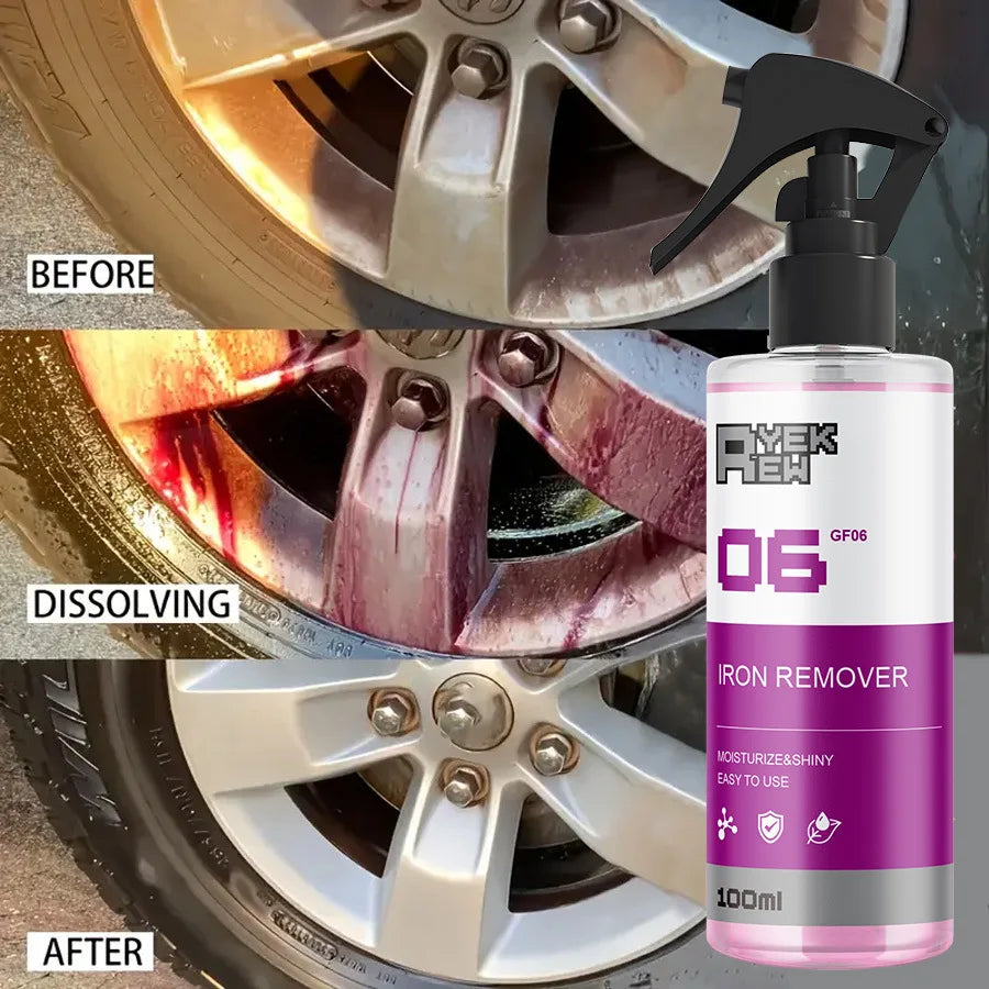 Car Rust Remover Spray - Fast Auto Rust Cleaner with Anti-Corrosion Protection & Tire Shine Maintenance Formula