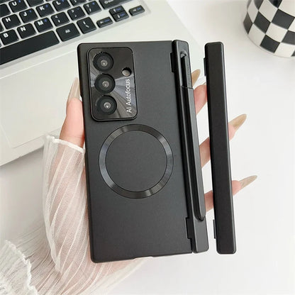 Plated PC Tempered Glass Phone Case - Anti-Fingerprint Drop Protection Cover for Samsung Galaxy Z Fold 7/6/5