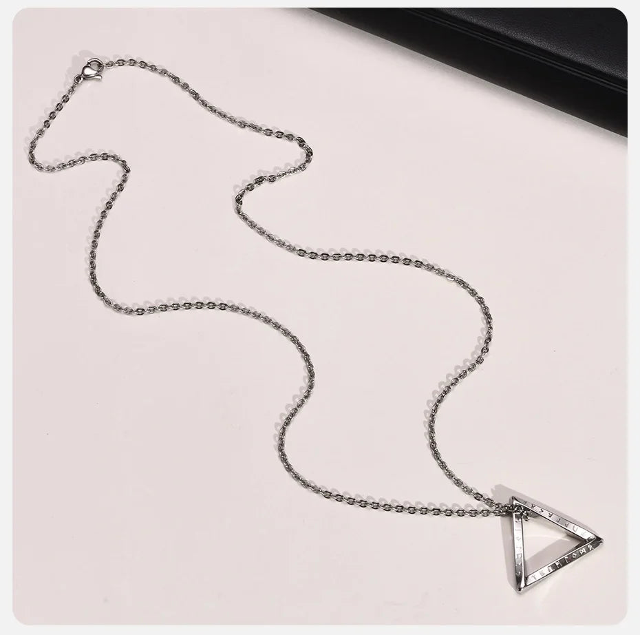 Vnox Norse Viking Pendant Necklace – Twisted Stainless Steel Mobius Triangle, Vegvisir & Valknut Geometric Charm
