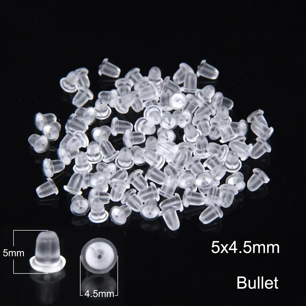 50–2000PCS Soft Silicone Earring Back Stoppers – Clear Rubber Stud Earring Safety Backs, DIY Jewelry Findings Accessories for Secure Fit