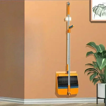 Household Broom & Dustpan Set - Foldable Sweeping Brush with Adjustable Handle and Garbage Shovel