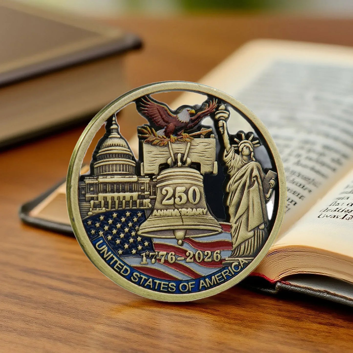 250th Anniversary America Commemorative Coin - Bronze Plated Statue of Liberty Collectible Souvenir for History Collectors