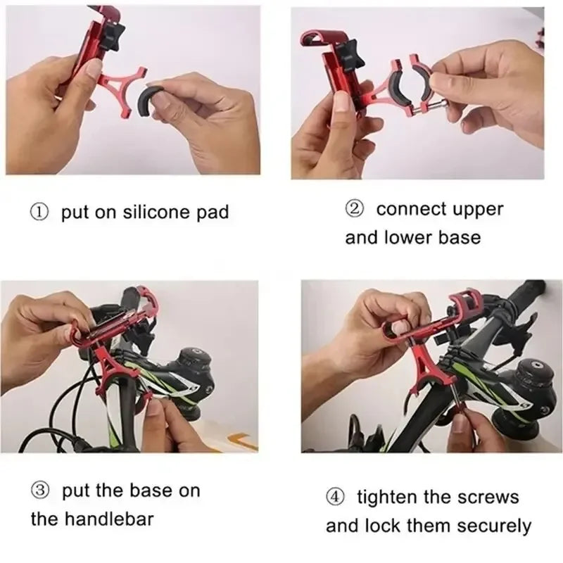 Metal Motorcycle & Bike Phone Holder – Aluminum Anti-Slip Bracket, Universal GPS Clip for All Smartphones