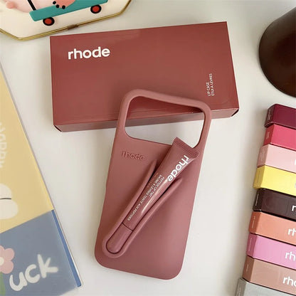 Rhode Lip Gloss iPhone Case - Silicone Protective Cover with Box Design for iPhone 17 Air 16 15 14 13 12 Pro Max Plus