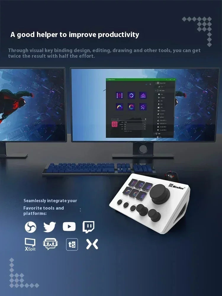 Mirabox N3 Streamdeck Keypad — Mini Customizable Macro Keyboard with Screen & Knob for Desktop