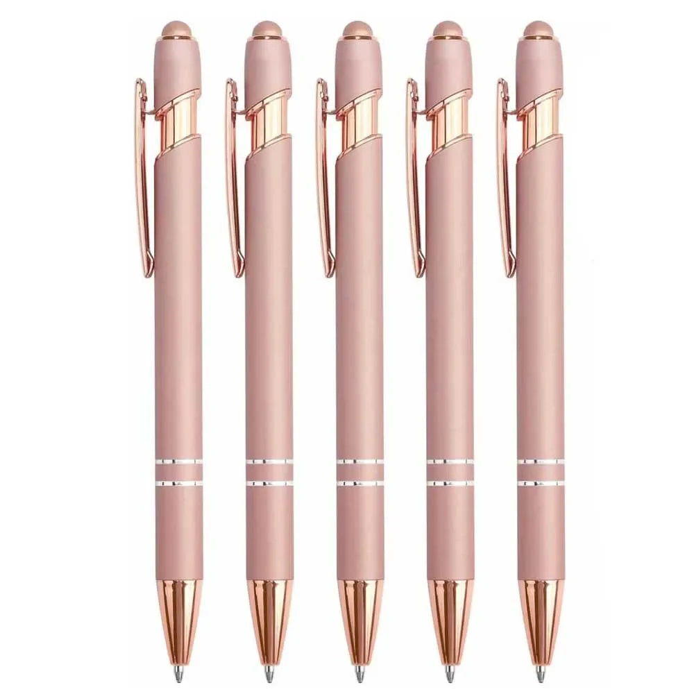 2-in-1 Metal Stylus Ballpoint Pen — 1.0mm Black Ink Pen for Smartphone and Tablet, Set of 5–10 Pieces