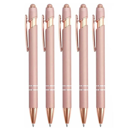 2-in-1 Metal Stylus Ballpoint Pen — 1.0mm Black Ink Pen for Smartphone and Tablet, Set of 5–10 Pieces