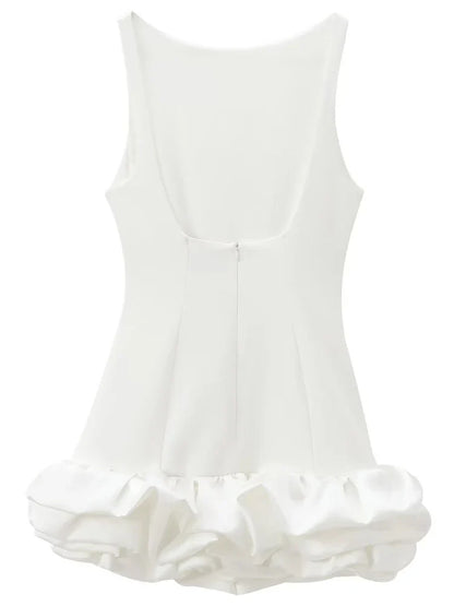 Women’s Ruffle Backless Mini Dress - HXAO Sleeveless Bodycon Summer Party Dress in White Black Red