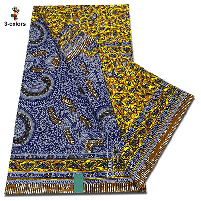 African Real Wax Print Fabric - 100% Cotton Soft Ankara Pagne Material for Dresses