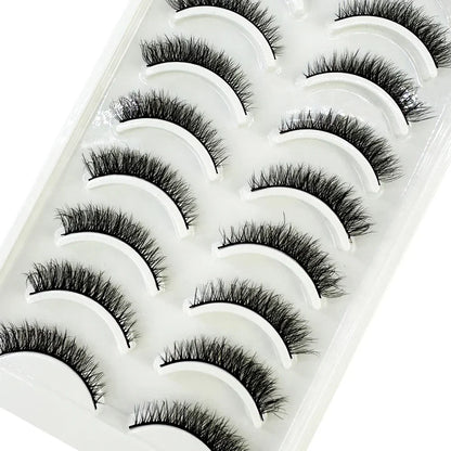 5/10 Pairs 3D Mink False Eyelashes – Wispy Handcrafted Full Strip Short Natural Lashes for Makeup