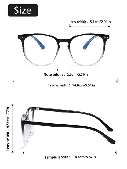 2PCS Classic Square Frame Glasses for Women & Men – Daily Life Eyewear & Clothing Accessories