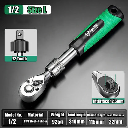 # Telescopic Ratchet Wrench Set - 72-Tooth Quick Release Adjustable Head Tool for Automotive Repair