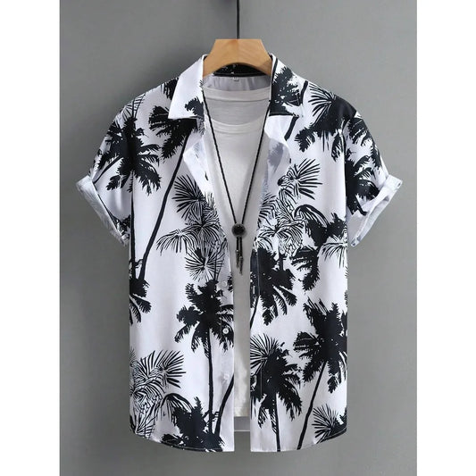 Men’s Hawaiian Print Shirt - Casual Slim Fit Beach Shirt with Vintage Oversized Style