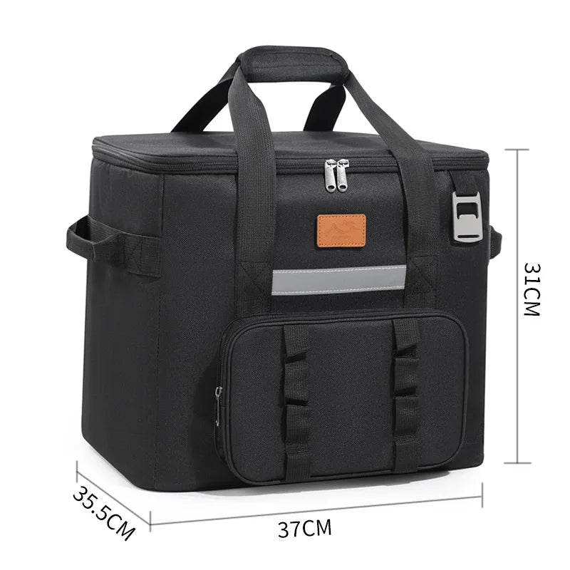 40L Thermal Food Carrier Bag – Large Insulated Cooler Tote with Zipper, Portable Leakproof Picnic Bag for Camping and Beach