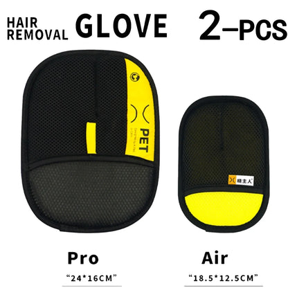 Pet Hair Remover Gloves for Cats & Dogs — Reusable Electrostatic Grooming Glove with 2-in-1 Lint Roller Brush, Safe & Washable