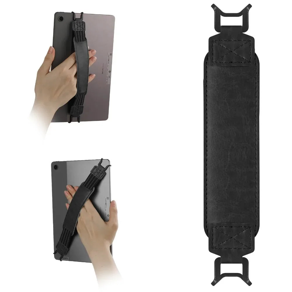 Leather Tablet Hand Strap - Universal Anti-Slip Anti-Drop EReader Holder for Kindle iPad Kobo Lenovo Sony & More