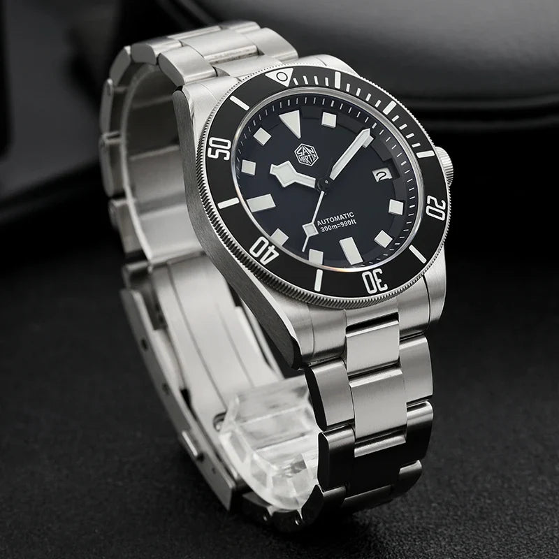 San Martin SN0121T Titanium Diving Watch – NH35 Automatic Movement, Grade 2 Titanium, 120-Click Bezel, 300M Waterproof Wristwatch