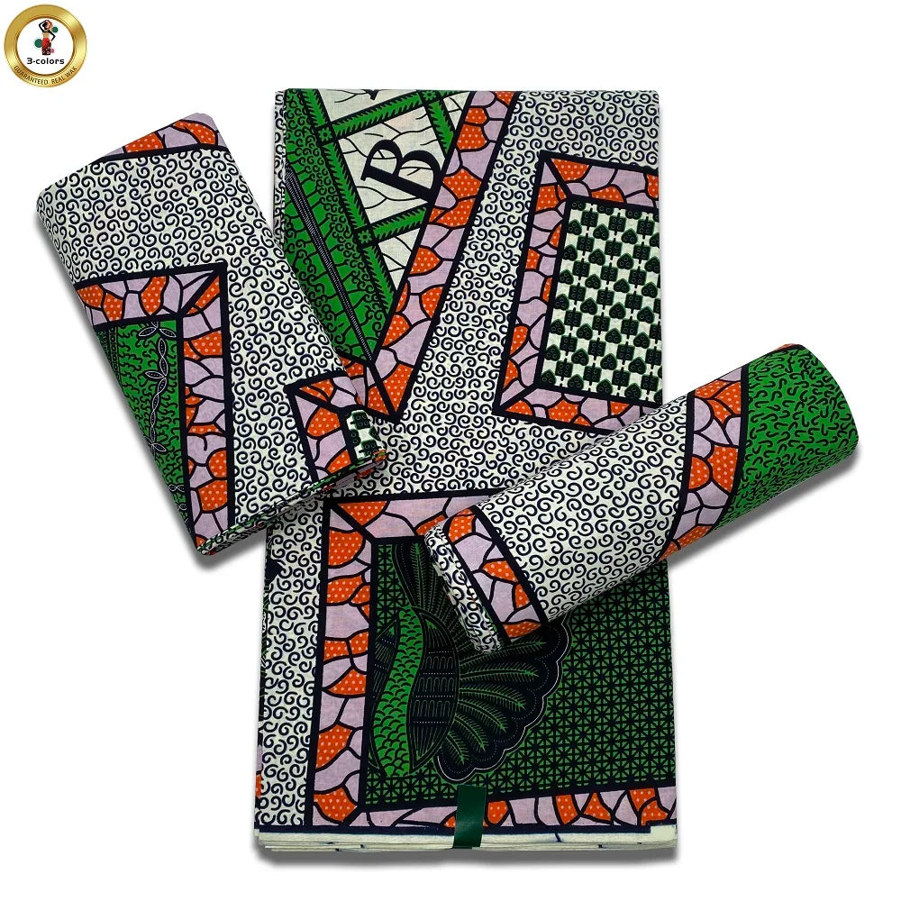 African Real Wax Print Fabric - 100% Cotton Soft Ankara Pagne Material for Dresses