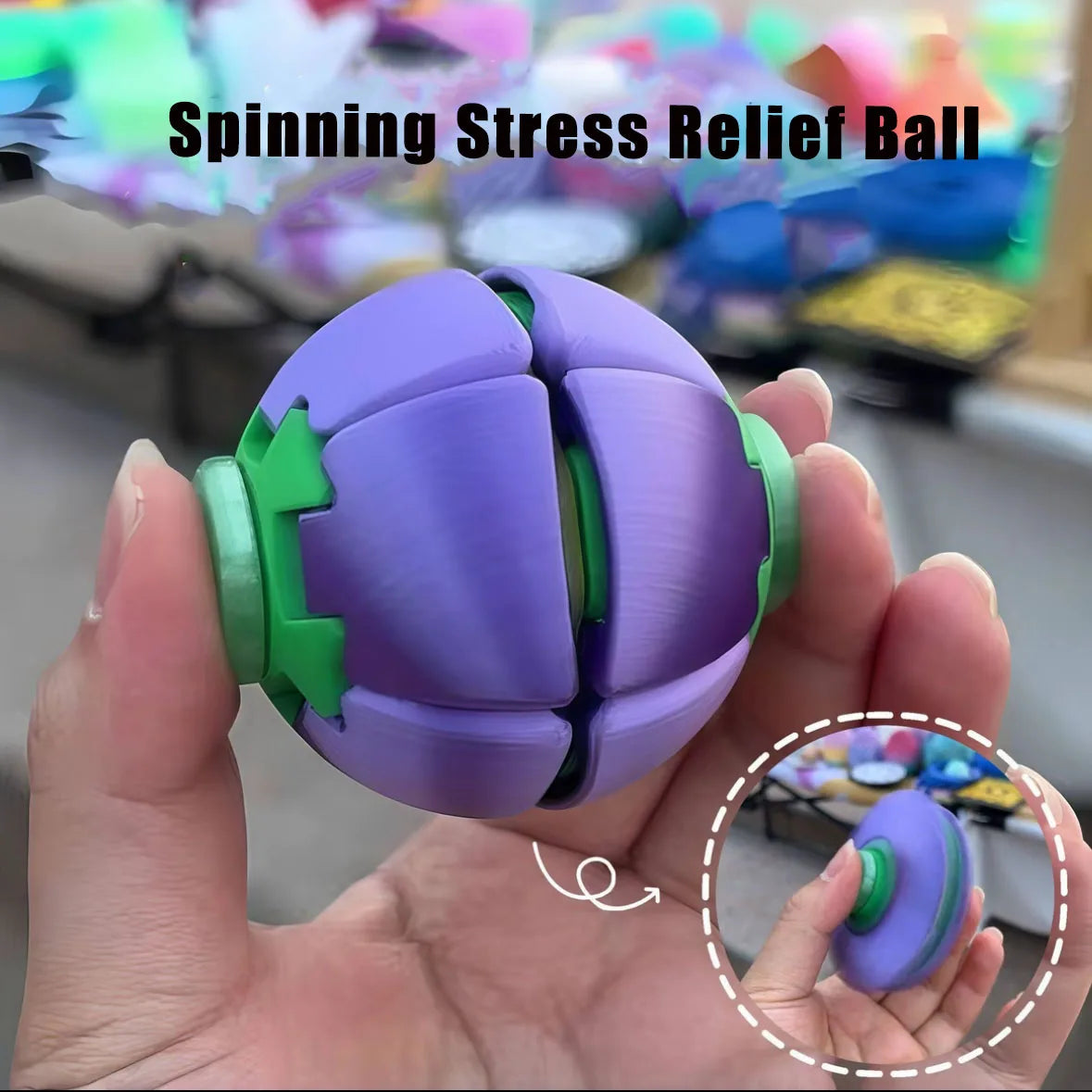 3D Printed Fidget Spinner Ball - Press-to-Spin Sensory Stress Relief Toy