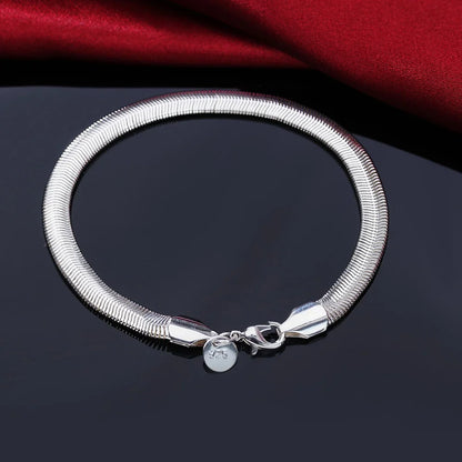 Hot Sale 925 Sterling Silver Solid Chain Bracelet — Charm Fashion Jewelry for Women & Men, Party, Wedding Gift