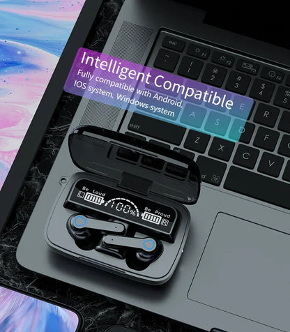 Original M19 Wireless Bluetooth Headset – LED Display Earbuds with Mic for iPhone & Xiaomi TWS Earphones