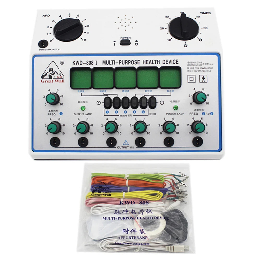 Electric Acupuncture Stimulator Machine — 6-Channel Digital Electro Therapy Massager with Patch Care Kit