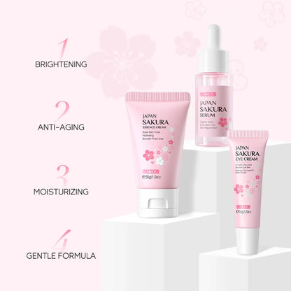 LAIKOU Vitamin C Skin Care Set - Face Cream, Serum & Eye Cream Moisturizing Anti-Wrinkle Facial Care Kit