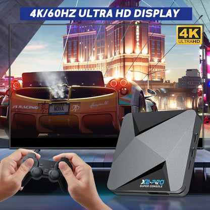 KINHANK Super Console X2 Pro Retro Game Console – 90,000 Built-in Video Games for PS1/DC/MAME/SS with Gamepad, Kid Gift Gaming Box