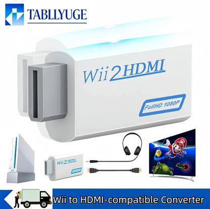 Wii HDMI Converter Adapter - 1080P Upscaling Video Converter with Audio Jack for Nintendo Wii Console