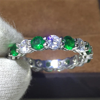 925 Sterling Silver Eternity Band Ring - CZ Diamond Promise Engagement Wedding Jewelry for Women & Men