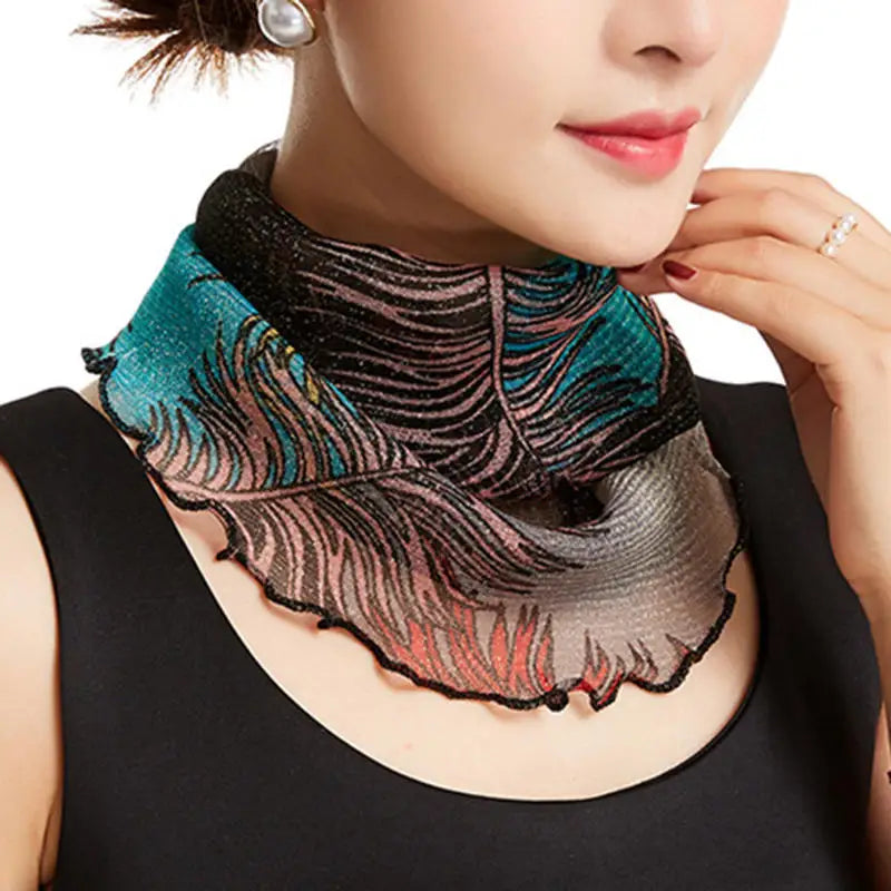 Spring Summer Chiffon Neck Scarf – Lightweight Multi-Function Anti-UV Sunscreen Face & Head Cover for Women
