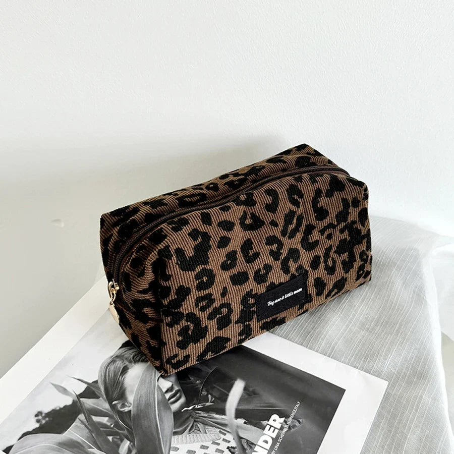 Leopard Print Makeup Bag - Large Capacity Cosmetic Organizer & Lipstick Storage Pouch
