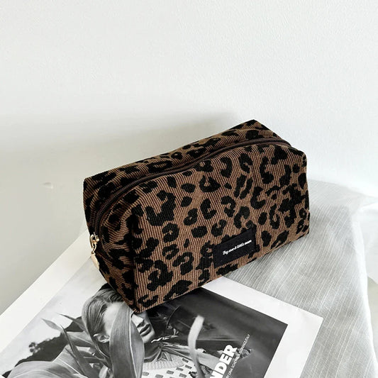 Leopard Print Makeup Bag - Large Capacity Cosmetic Organizer & Lipstick Storage Pouch