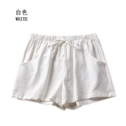 Women’s Cotton Linen High Waist Shorts — Black Casual Fashion Workout Sport Shorts