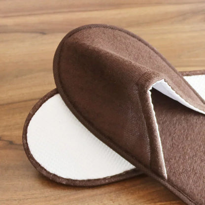10 Pairs Plush Disposable Slippers - Soft Non-Slip Travel Hotel & Home Guest House Slides