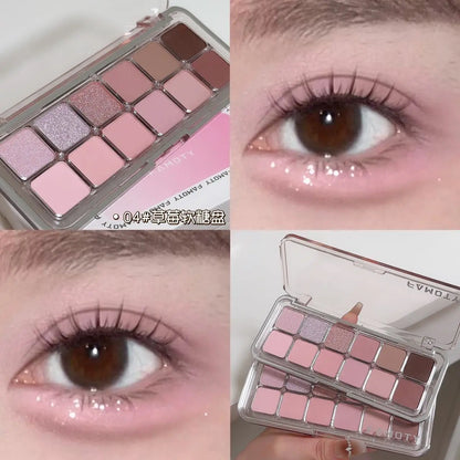 12-Color Matte Eyeshadow Palette – Low Saturation Tea & Apricot Shades, Long-Lasting Daily Eye Makeup