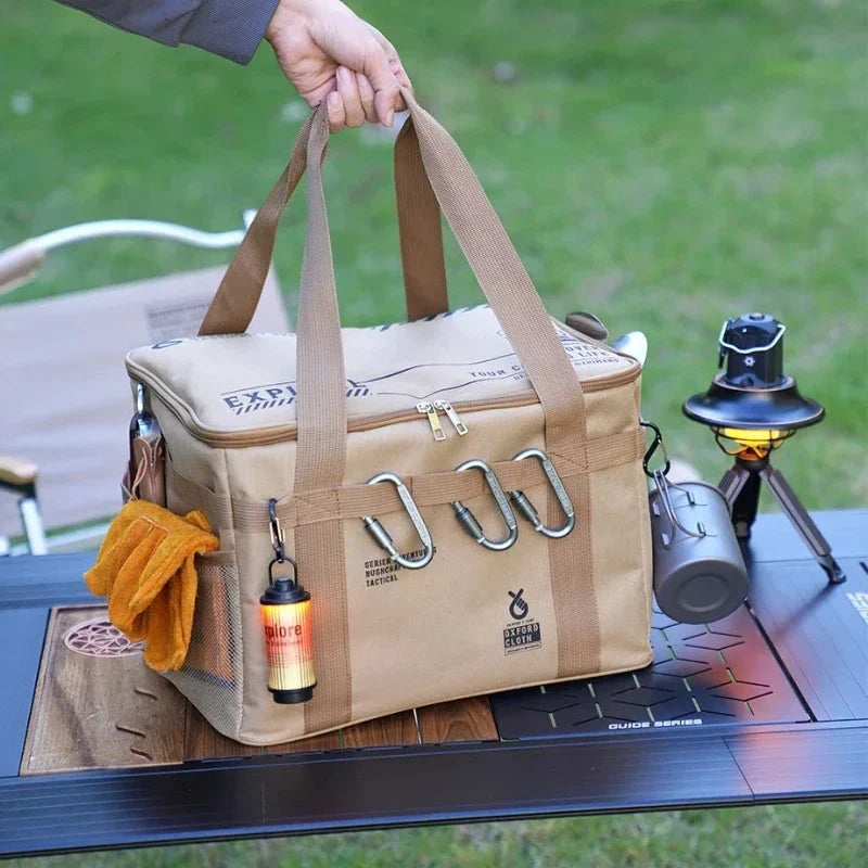 Insulated Tactical Camping Bag - Waterproof Foldable Outdoor Picnic & Tableware Storage Bag, 30L/42L/56L Large Capacity