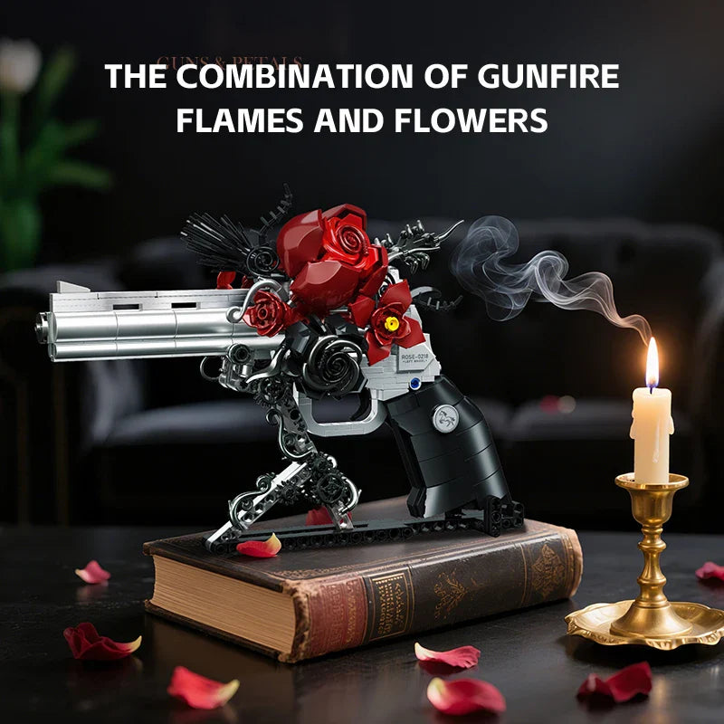 Technical Mechanical Rose Revolver Building Blocks – Military Gun MOC Toy for Kids