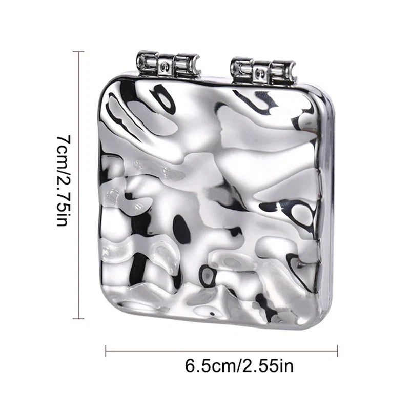 Foldable Mini Square Makeup Mirror - Double-Sided Compact Pocket Vanity Mirror